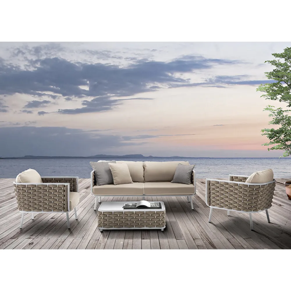 Viadurini in the Garden Gartensofas-Outdoor-Sofa aus Aluminium und handgewebtem Stoff - Reda