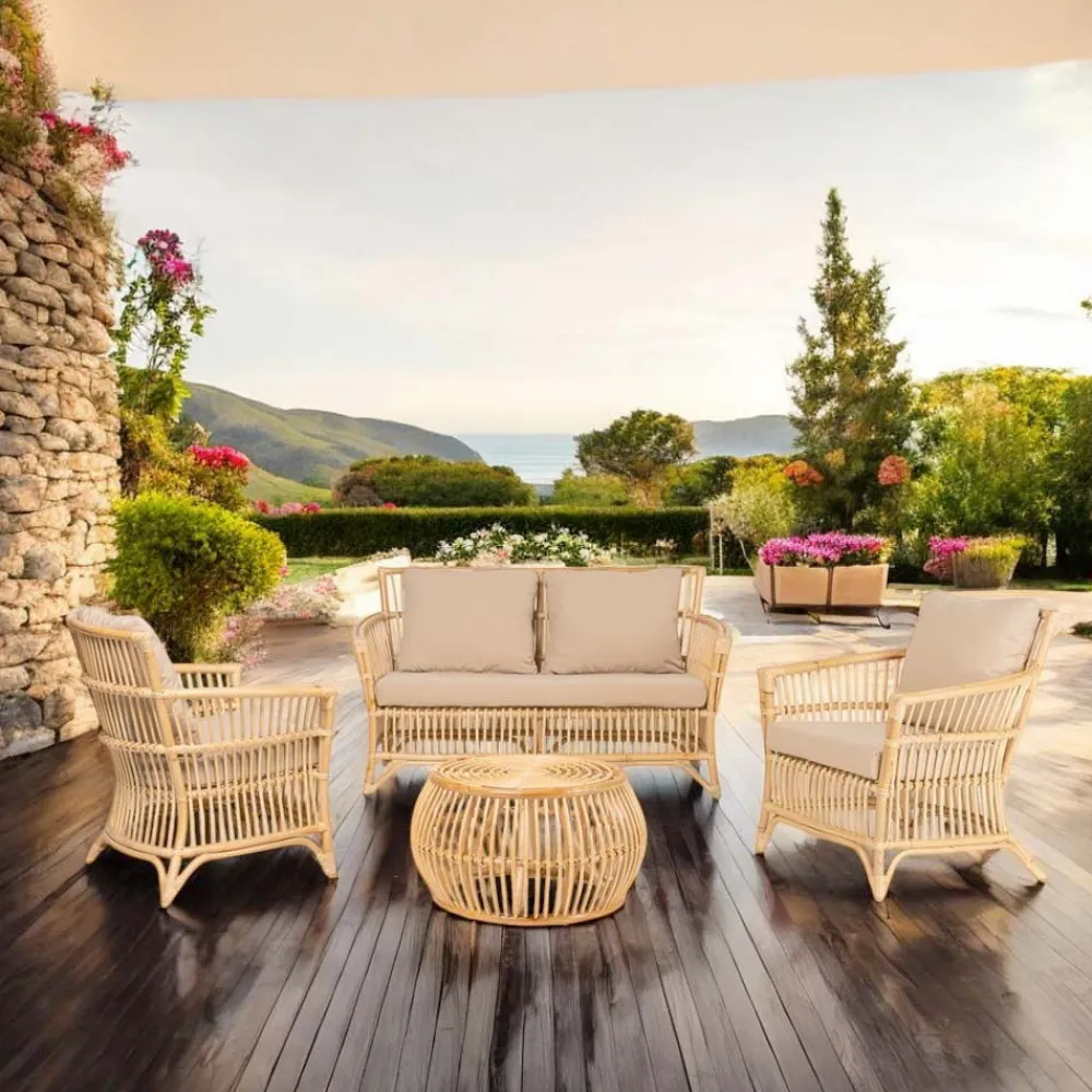 Viadurini in the Garden Gartensofas-Outdoor-Sofa aus natürlichem Rattan, inklusive Kissen, - Bellaria