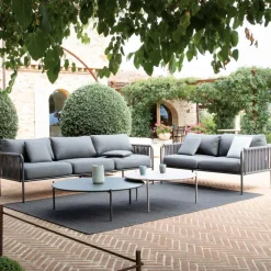 Viadurini in the Garden Gartensofas-Outdoor-Sofa aus Stahl und Seil in verschiedenen Größen mit Kissen Made in Italy - Helga