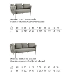 Viadurini in the Garden Gartensofas-Outdoor-Sofa aus Stahl, verschiedene Größen und Kissen inklusive. Made in Italy - Bronn