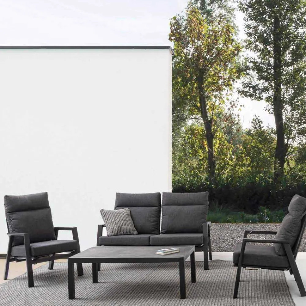 Viadurini in the Garden Gartensofas-Outdoor-Sofa aus Stoff und Aluminium mit verstellbarer Rückenlehne - Nathy