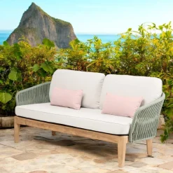 Viadurini in the Garden Gartensofas-Outdoor-Sofa aus Teakholz und Polyethylengewebe - Jhon