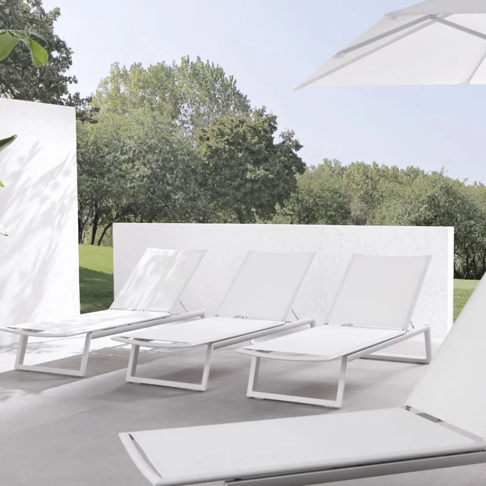 Viadurini in the Garden Sonnenliegen-Outdoor-Sonnenliege aus Aluminium und Textilene mit einziehbaren Rädern 2 Stück - Esel