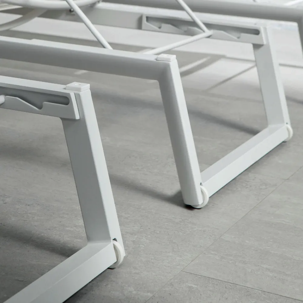 Viadurini in the Garden Sonnenliegen-Outdoor-Sonnenliege aus Aluminium und Textilene mit einziehbaren Rädern 2 Stück - Esel