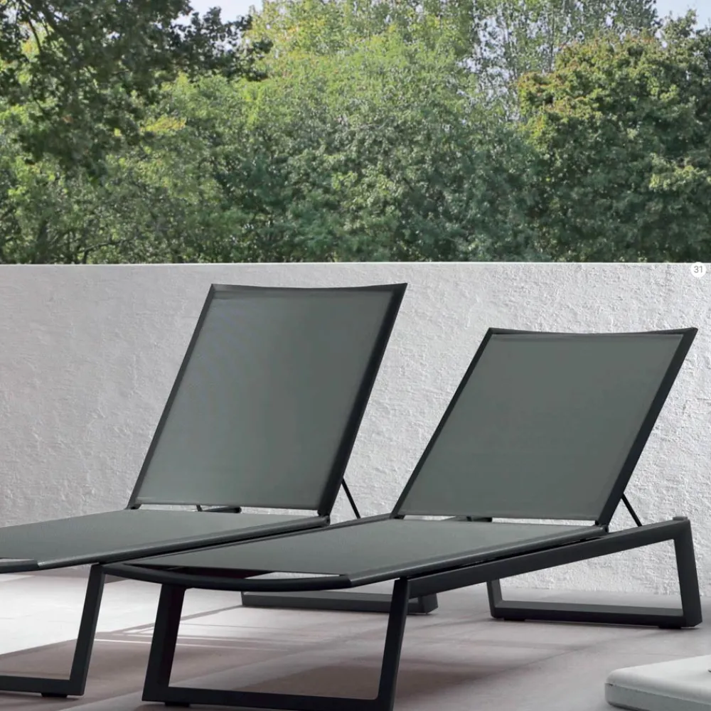 Viadurini in the Garden Sonnenliegen-Outdoor-Sonnenliege aus Aluminium und Textilene mit einziehbaren Rädern 2 Stück - Esel