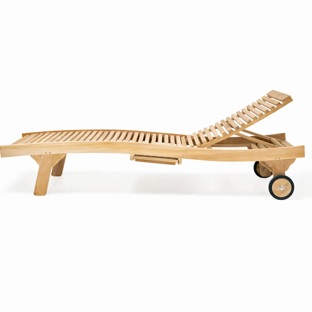 Viadurini in the Garden Sonnenliegen-Outdoor-Sonnenliege aus natürlichem Teak - Yggdrasil