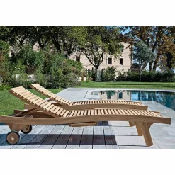 Viadurini in the Garden Sonnenliegen-Outdoor-Sonnenliege aus natürlichem Teak - Yggdrasil