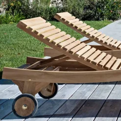 Viadurini in the Garden Sonnenliegen-Outdoor-Sonnenliege aus natürlichem Teak - Yggdrasil