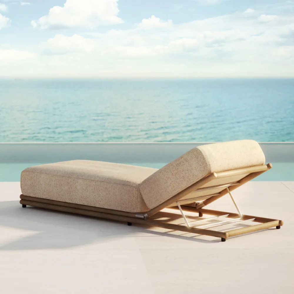 Viadurini in the Garden Sonnenliegen-Outdoor-Sonnenliege aus Stoff und Holzstruktur Made in Italy - Armelia