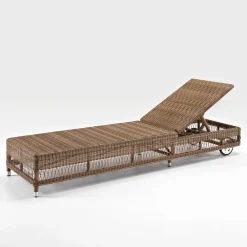 Viadurini in the Garden Sonnenliegen-Outdoor-Sonnenliege mit Rollen aus handgewebtem Polyrattan - Gigi