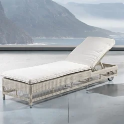 Viadurini in the Garden Sonnenliegen-Outdoor-Sonnenliege mit Rollen aus handgewebtem Polyrattan - Gigi