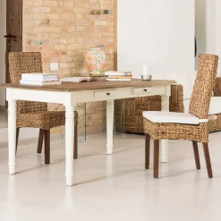 Viadurini in the Garden Gartenstühle Rattan-Outdoor-Stuhl in Bananengeflecht mit Sitzkissen - Safari