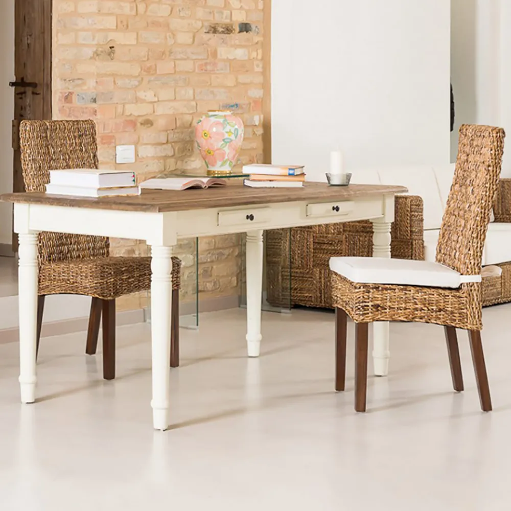 Viadurini in the Garden Gartenstühle Rattan-Outdoor-Stuhl in Bananengeflecht mit Sitzkissen - Safari