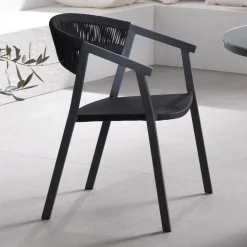 Viadurini in the Garden Gartenstühle Metall-Outdoor-Stuhl mit Aluminiumstruktur und Seilrückenlehne 2-teilig - Turbo