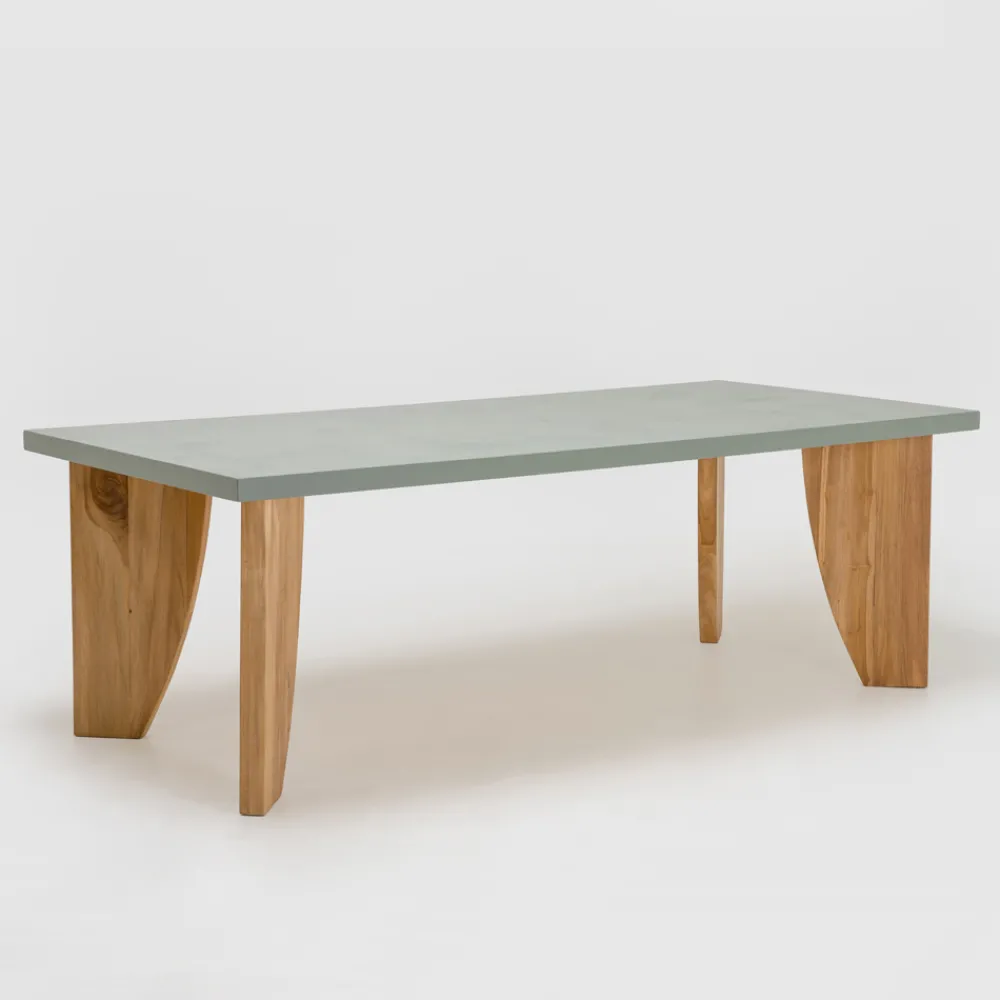 Viadurini Living Gartentische Aus Teakholz-Outdoor-Tisch aus Okumè-Mikrozement und Teakholz-Finish, hergestellt in Italien – Bleistift