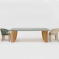 Viadurini Living Gartentische Aus Teakholz-Outdoor-Tisch aus Okumè-Mikrozement und Teakholz-Finish, hergestellt in Italien – Bleistift