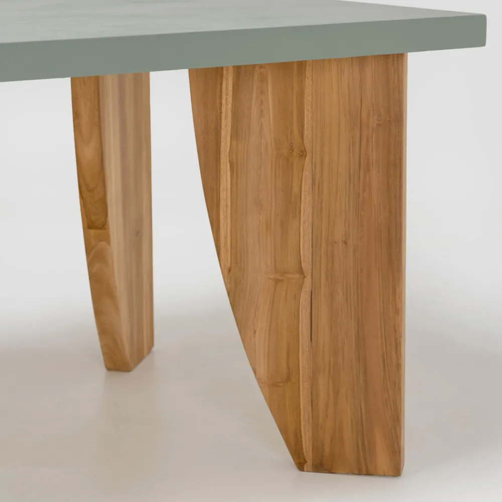 Viadurini Living Gartentische Aus Teakholz-Outdoor-Tisch aus Okumè-Mikrozement und Teakholz-Finish, hergestellt in Italien – Bleistift