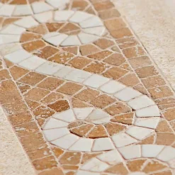 Viadurini in the Garden Gartentische Fest-Outdoor-Tisch aus Travertin mit Mosaik-Einsätzen Made in Italy - Elegant