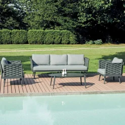 Viadurini in the Garden Garten Lounge Set-Outdoor-Wohnzimmer mit Aluminium-Couchtisch in verschiedenen Farben - Harmony