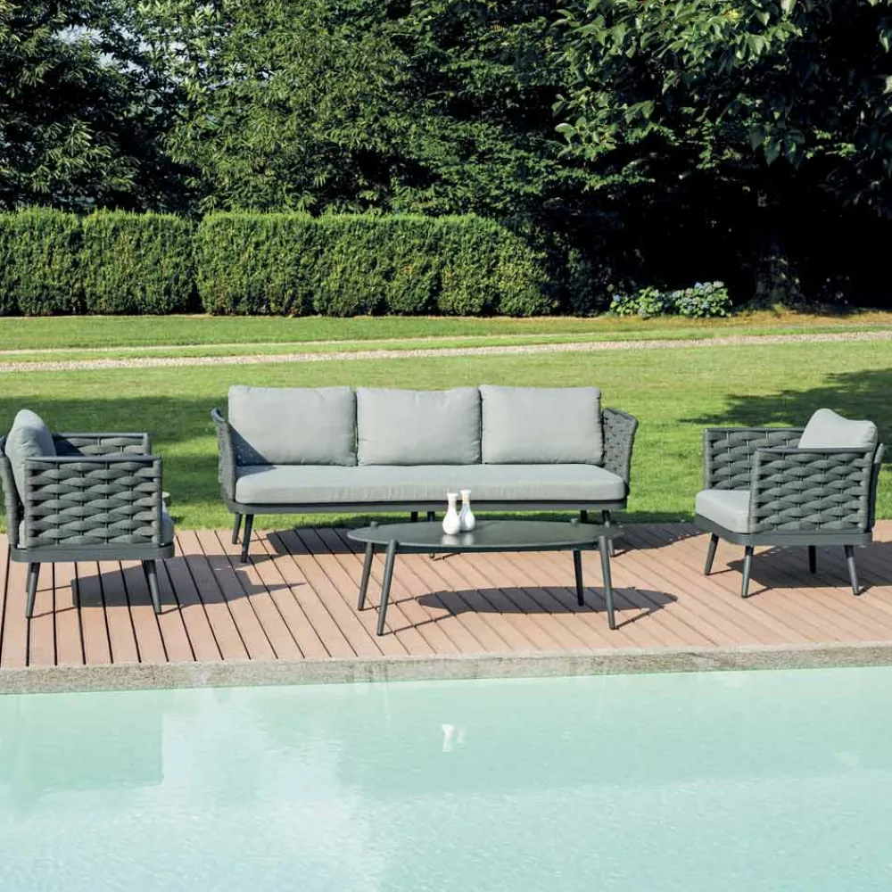 Viadurini in the Garden Garten Lounge Set-Outdoor-Wohnzimmer mit Aluminium-Couchtisch in verschiedenen Farben - Harmony