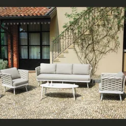 Viadurini in the Garden Garten Lounge Set-Outdoor-Wohnzimmer mit Aluminium-Couchtisch in verschiedenen Farben - Harmony