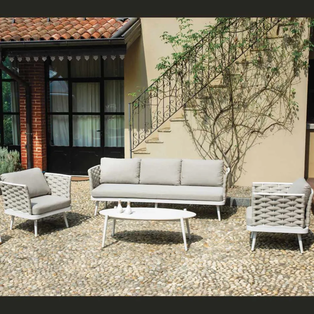 Viadurini in the Garden Garten Lounge Set-Outdoor-Wohnzimmer mit Aluminium-Couchtisch in verschiedenen Farben - Harmony