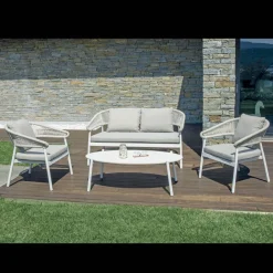 Viadurini in the Garden Garten Lounge Set-Outdoor-Wohnzimmer mit Kissen und abgerundeten Armlehnen - Zenith