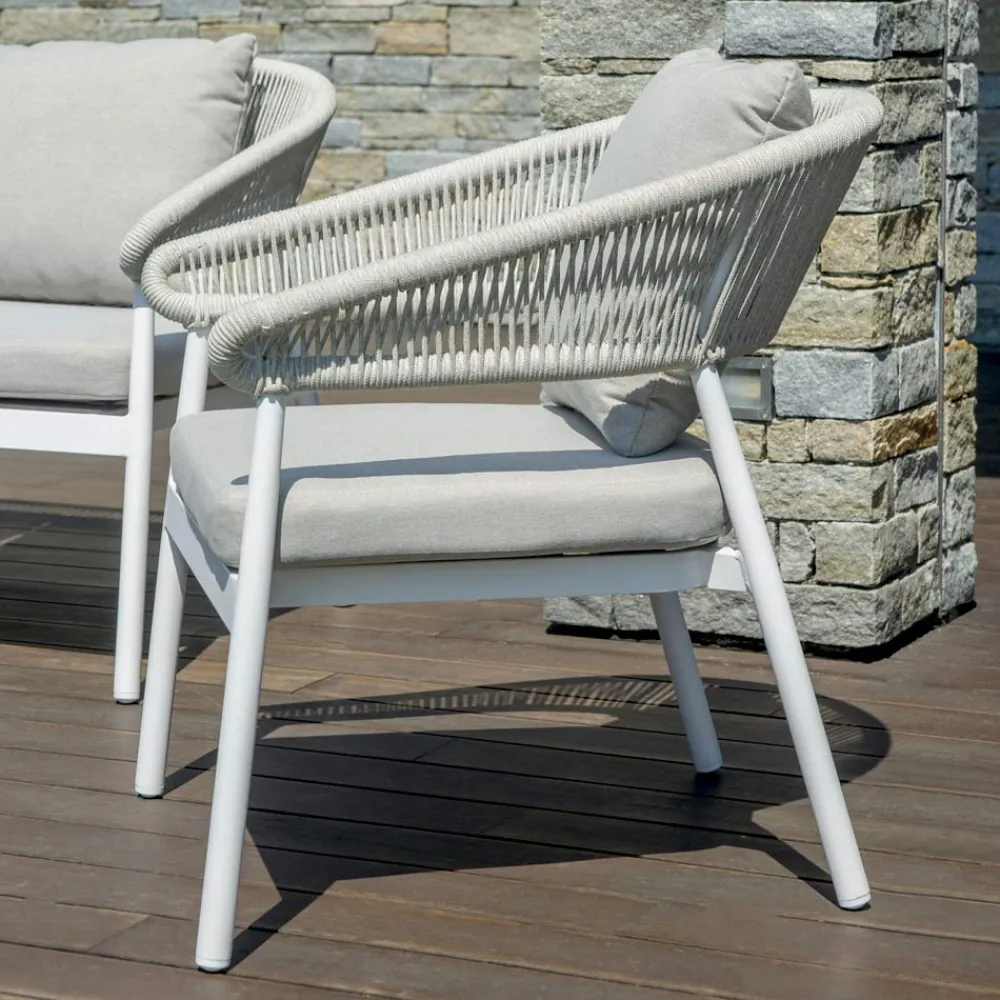 Viadurini in the Garden Garten Lounge Set-Outdoor-Wohnzimmer mit Kissen und abgerundeten Armlehnen - Zenith