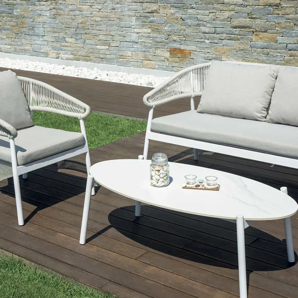 Viadurini in the Garden Garten Lounge Set-Outdoor-Wohnzimmer mit Kissen und abgerundeten Armlehnen - Zenith