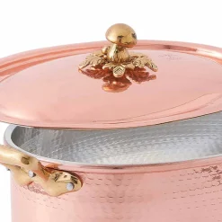 Viadurini Kitchen Kochgeschirr-Ovale handverzinnte Kupferkasserolle für Backofen und Deckel 37x26 cm - Mariag