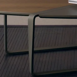 Viadurini Living Moderne Couchtische-Ovaler Couchtisch aus Metall und zweifarbiger Holzplatte - Comacchio