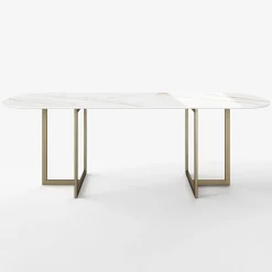 Viadurini Living Esstisch Oval|Esstische-Ovaler Esstisch aus Feinsteinzeug und Metall Made in Italy - Emilio