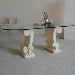 Viadurini Living Esstische Nach Mass|Esstisch Oval-Ovaler Esstisch aus Stein und Kristall im klassischen Design Aracne