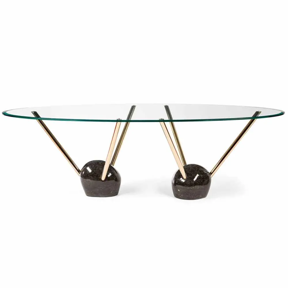 Viadurini Living Esstische Nach Mass|Esstisch Oval-Ovaler Esstisch Zoe mit Glasplatte, made in Italy, modernes Design