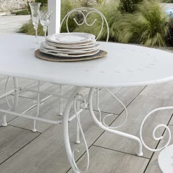 Viadurini in the Garden Gartentische Aus Aluminium-Ovaler Gartentisch ganz aus Metall - Archiv