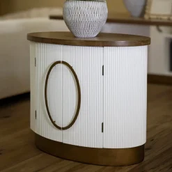 Viadurini Living Anrichte|Konsolentisch Flur-Ovaler Holzschrank mit Oberseite und abgerundeten Einsätzen mit 2 Türen - Rachel