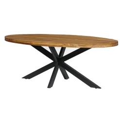 Viadurini Living Esstische-Ovaler Tisch für den Innenbereich mit Platte aus massivem Mangoholz - Kopfhörer