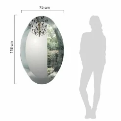 Viadurini Living Wandspiegel-Ovaler Wandspiegel aus gewelltem Kristallglas, hergestellt in Italien – Eclisse