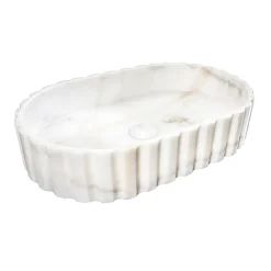 Viadurini Bathroom Steinwaschbecken-Ovales Aufsatzwaschbecken für das Badezimmer aus weißem Marmor – Cunzit