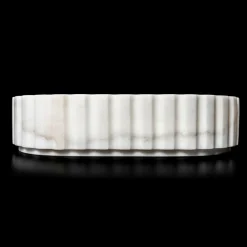 Viadurini Bathroom Steinwaschbecken-Ovales Aufsatzwaschbecken für das Badezimmer aus weißem Marmor – Cunzit