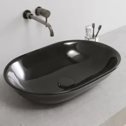 Viadurini Bathroom Farbige Waschbecken|Keramikwaschbecken-Ovales Aufsatzwaschbecken aus glänzender Keramik L 58 cm Made in Italy - Nelly