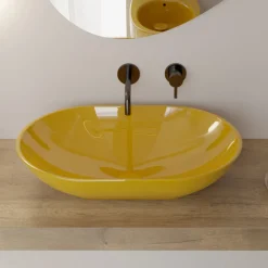 Viadurini Bathroom Farbige Waschbecken|Keramikwaschbecken-Ovales Aufsatzwaschbecken aus glänzender Keramik L 58 cm Made in Italy - Nelly