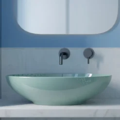 Viadurini Bathroom Farbige Waschbecken|Keramikwaschbecken-Ovales Aufsatzwaschbecken aus glänzender Keramik L 50 cm Made in Italy - Ferry