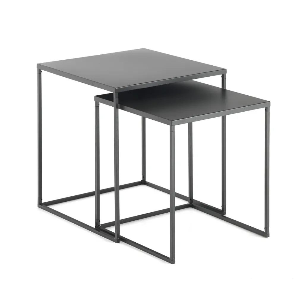 Viadurini Living Moderne Couchtische-Paar Couchtische aus anthrazit lackiertem Stahl - Sospiro