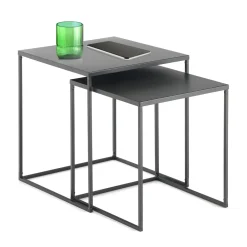 Viadurini Living Moderne Couchtische-Paar Couchtische aus anthrazit lackiertem Stahl - Sospiro