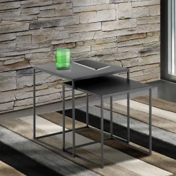 Viadurini Living Moderne Couchtische-Paar Couchtische aus anthrazit lackiertem Stahl - Sospiro