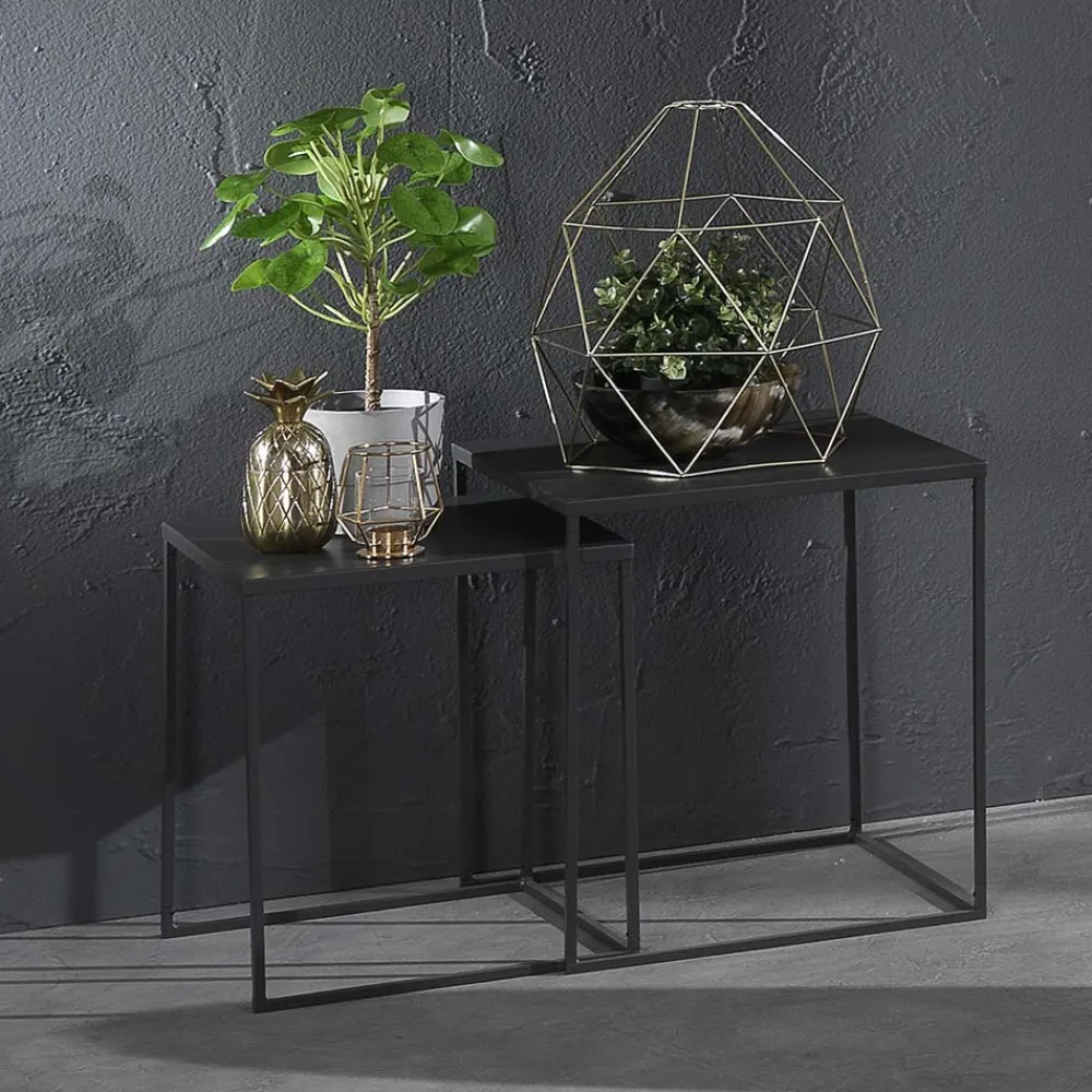 Viadurini Living Moderne Couchtische-Paar Couchtische aus anthrazit lackiertem Stahl - Sospiro