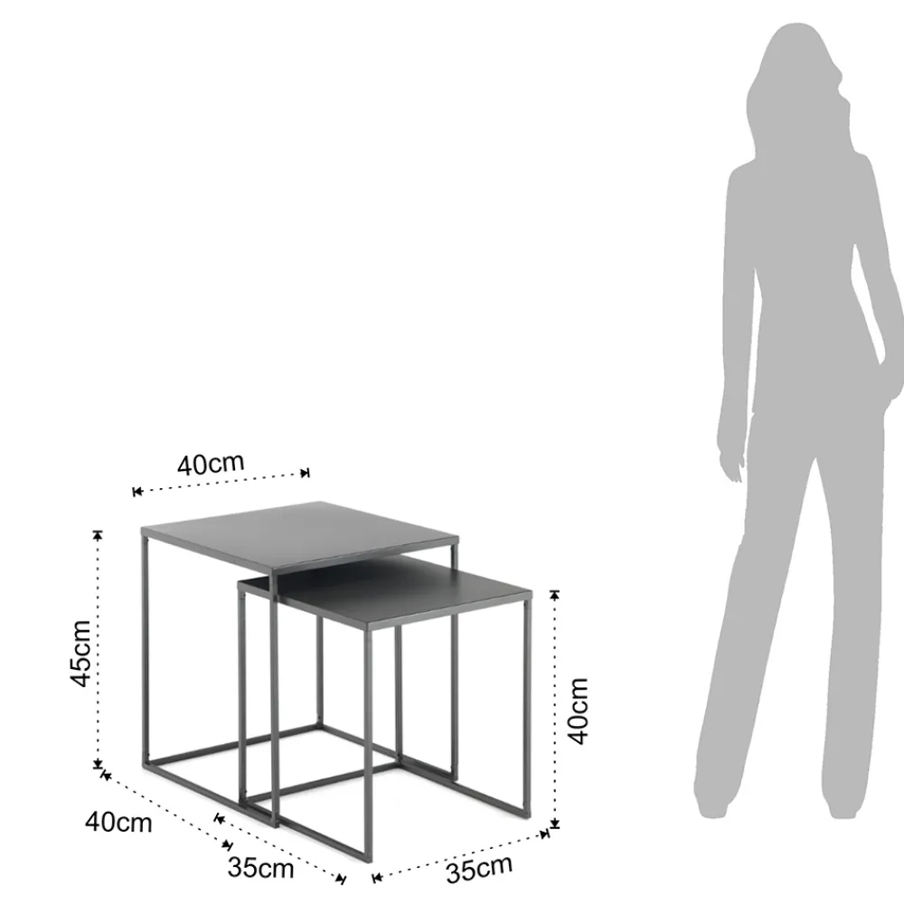 Viadurini Living Moderne Couchtische-Paar Couchtische aus anthrazit lackiertem Stahl - Sospiro