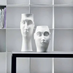 Viadurini Living Deko Artikel Und Wohnaccessoires-Paar gesichtsförmige Keramikornamente, Made in Italy - Visage