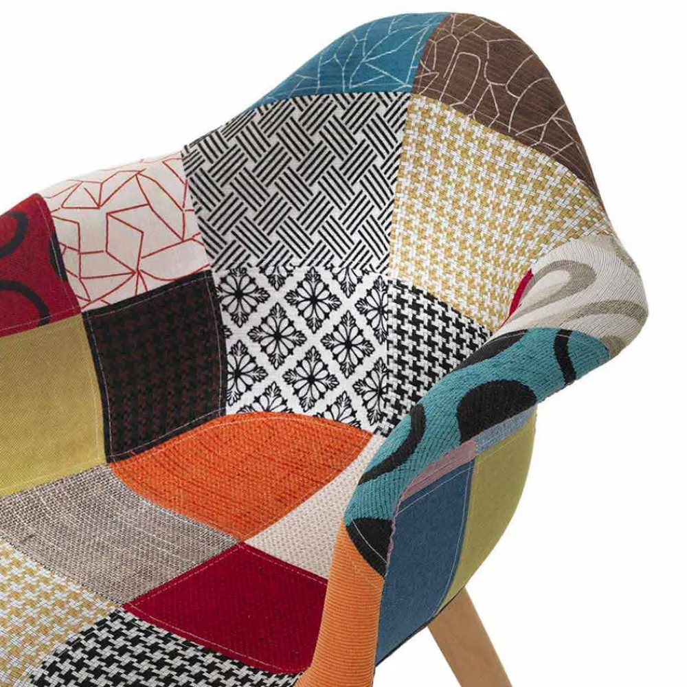 Viadurini Living Moderne Sessel-Patchwork Design Sessel aus Stoff mit Holzbeinen, 2 Stück - Selena